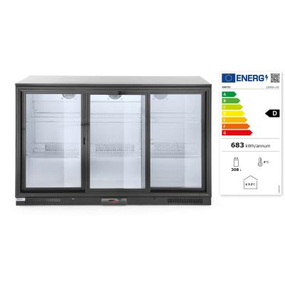 Barová chladnička s trojitými posuvnými dveřmi, Arktic, 254L, Černá, 230V/160W, 1350x520x(H)865mm | 235836